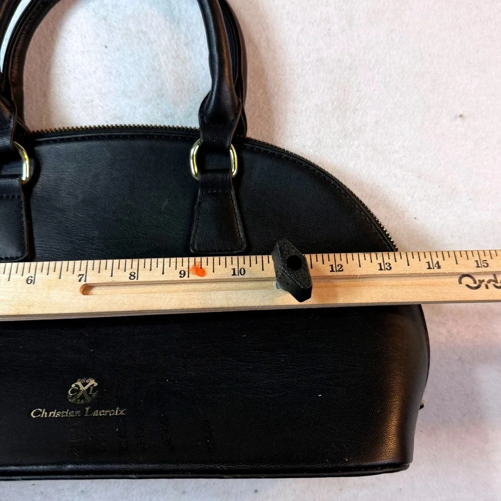Christian Lacroix Y2K Satchel Purse Womens Medium‎ Blk Good Chevron Quilted Dome